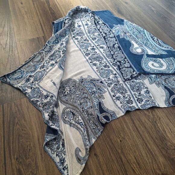 💙 Double Sided Soft Knitted Asymmetrical Artsy Boho Peasant Cottage Vest Size X - Picture 7 of 9